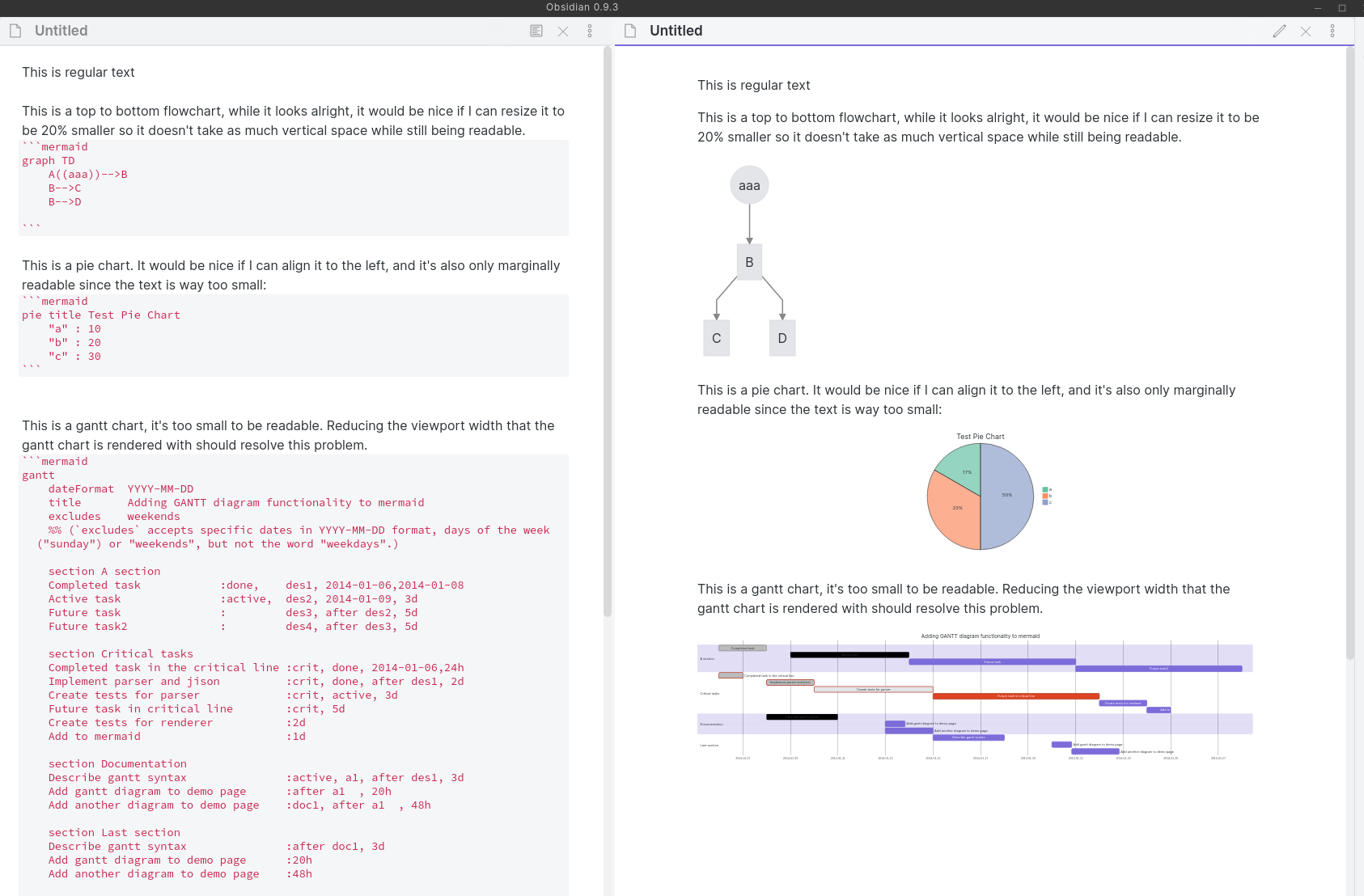Git diff mermaid diagram version control example screenshot